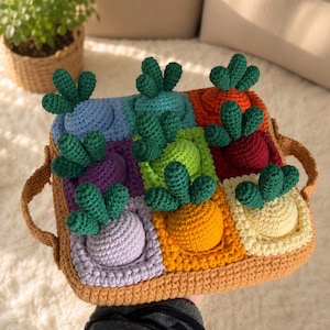 Crochet Montessori Carrot Toy Pattern PDF – Amigurumi Vegetables Set, Sensory Baby Toy, Handmade Gift Idea, Digital Download