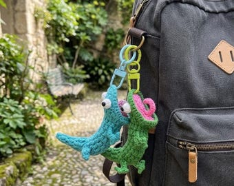 Crochet Lizard Keychain, Amigurumi Keyring, Cute Handmade,Bag Charm, Kawaii Animal Gift, Colorful Crochet Keychain, Mother day, Father day