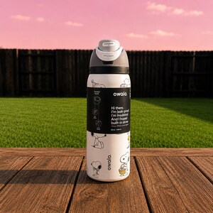 Snoopy Owala FreeSip Water Bottle 32oz • Peanuts Insulated Stainless Steel Tumbler • Custom Handmade Cartoon Leak Proof Straw Lid Cup