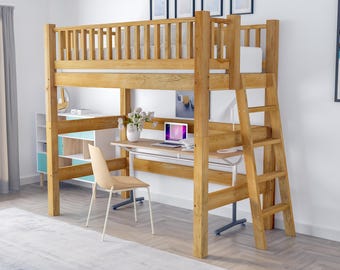 Planos de cama alta DIY en PDF: tamaño individual para ahorrar espacio y estilo