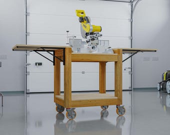 Projeto DIY em PDF para Mesa Móvel Expansível com Tampo Dobrável para Serra de Esquadria – Construa uma Estação de Trabalho Versátil!