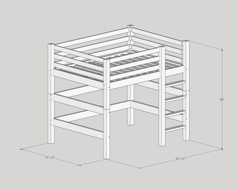 DIY PDF Queen Loft Bed Plans for Adults, Teens, Kids - Queen Loft Bed ...