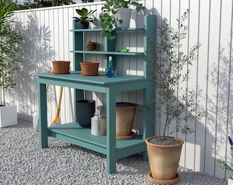 Plans premium de banc de rempotage PDF DIY – Poste de travail de jardin élégant, écrit par l'homme, non généré par l'IA !