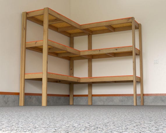 DIY PDF L-Shaped Corner Shelf Plans – Maximize Your Garage Storage Space