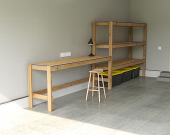 DIY PDF Garage Shelf With Work Bench Plans – Build a Heavy-Duty Storage and Workspace Combo