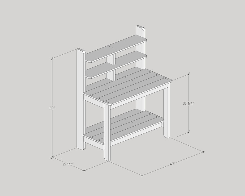 DIY PDF Potting Bench Premium Plans – Stylish Garden Workstation, Human ...