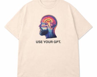 Verwenden Sie Ihr Gehirn Grafik Tee, Anti-KI Statement Shirt (Digitaler Download)