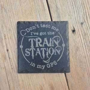 Novelty adult humour laser-engraved coffee slate coaster