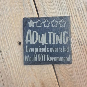Novelty adult humour laser-engraved coffee slate coaster