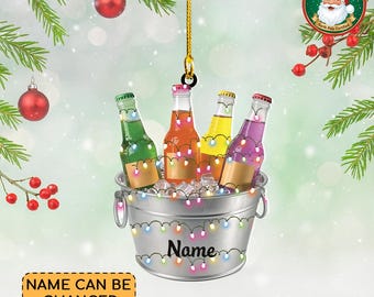 Personalized Soda Basket Christmas Ornament, Soda Drink Ornament, Soda Lovers Ornament Gift, Soft Drink Lovers Ornament Decor Thdso-2741