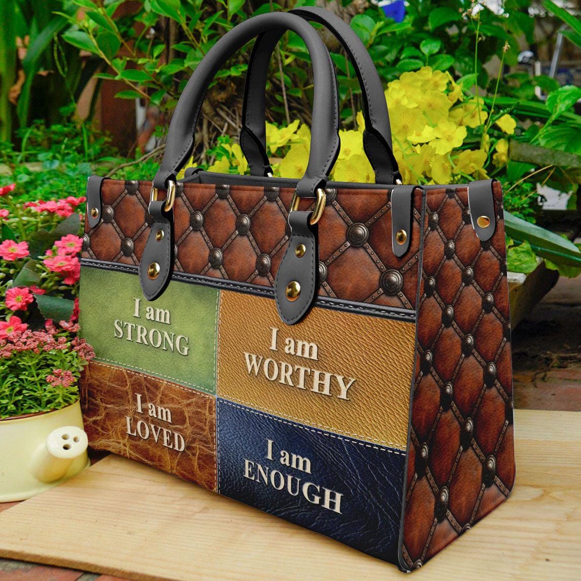 Discover I Am Strong Leather Handbags For Women, Mothers Day Gifts Bag  For Women, Black Woman Bible Verse Christian Gifts