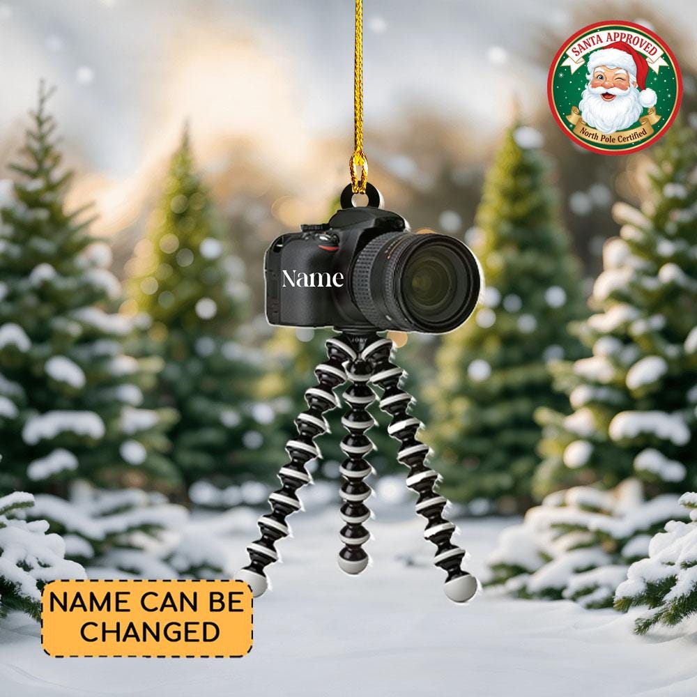 Discover Personalized Camera Mounted Christmas Ornament, Digital Camera Flat 2D Ornament, Camera Ornament Gift, Camera Lovers Ornament Gift
