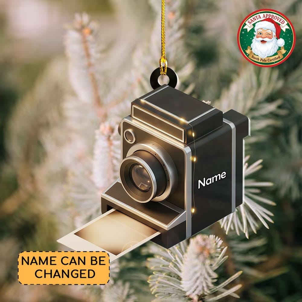 Discover Personalized Polaroid Camera Christmas Ornament, Photograph Flat 2D Ornament, Photography Room Ornament, Photographer Cameraman Ornament