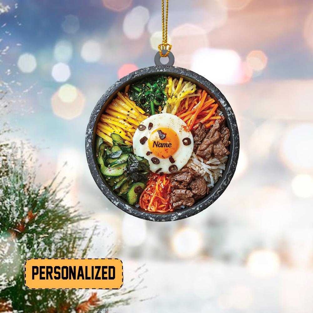Discover Personalized Korean Bibimbap Christmas Ornament, Korean Cuisine Ornament, Cooking Ornament Gift, Kitchen Ornament Holiday Decor