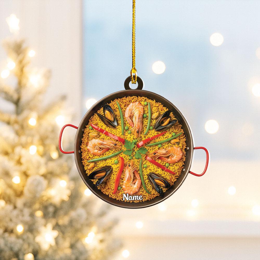 Discover Personalized Spanish Paella Christmas Ornament, Food Cuisine Ornament, Chef Cooking Ornament Gift, Kitchen Ornament Holiday Decor