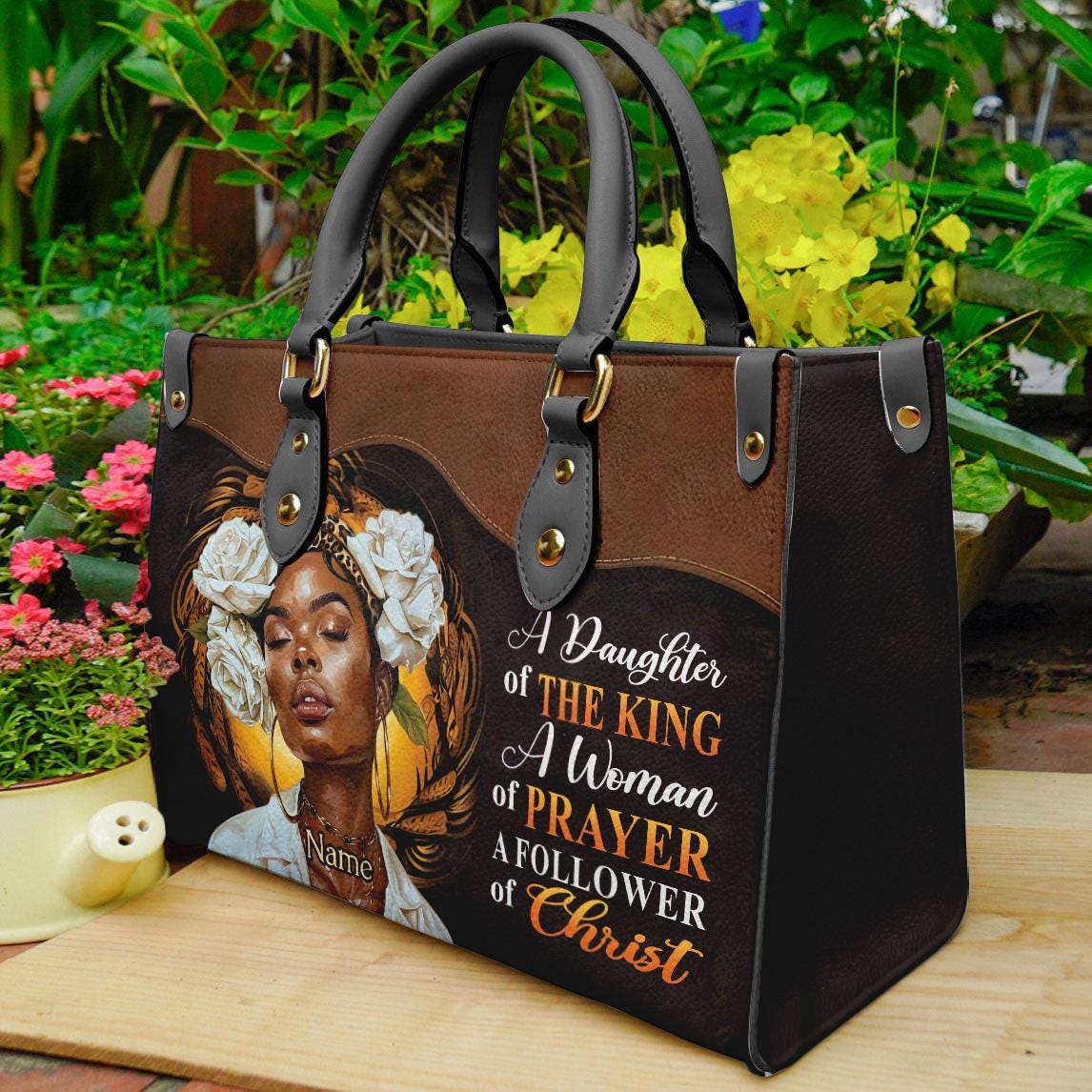 Discover Personalized Leather Handbag For African American Women, Black Mom A Child Of God Warrior Women Bag,Religious Mother's Day Gift