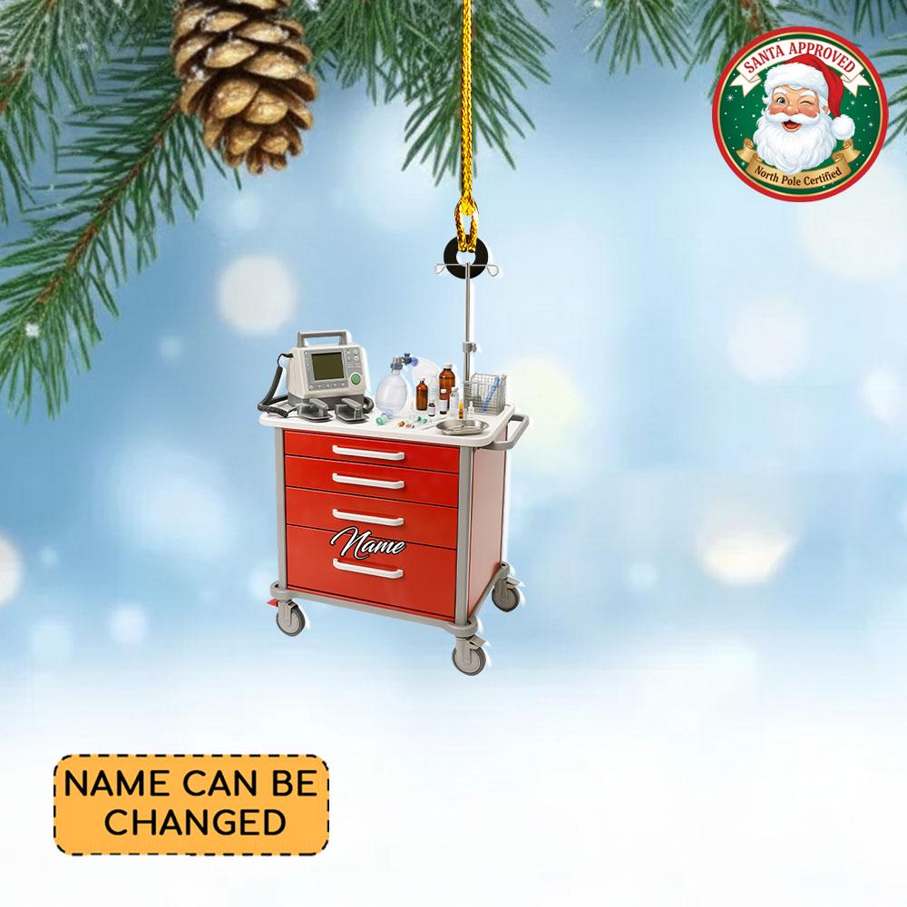Discover Personalized Emergency Cart Christmas Ornament, Crash Cart Ornament, Hospital Ornament Decor, Medical Examination Room Ornament