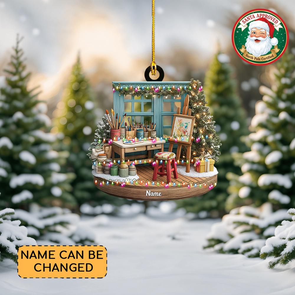 Discover Personalized Art Studio Christmas Ornament, Art Studio Ornament, Art Room Painting Drawing Ornament Decor, Artist Ornament Gift