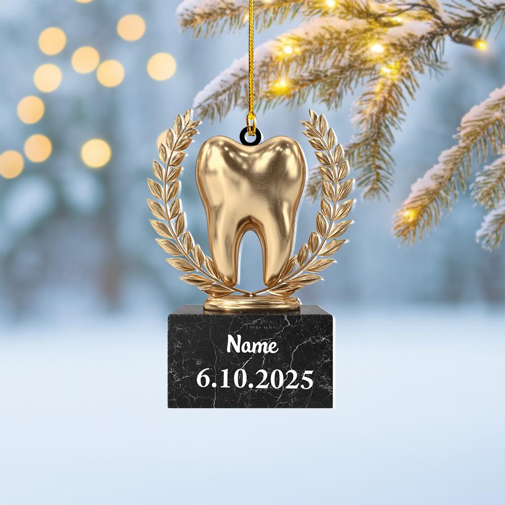 Discover Personalized Tooth Trophy Ornament, Dentist Award Ornament, Dental Ornament Gift, Trophy For Dentist, Dentist Clinic Xmas Decor
