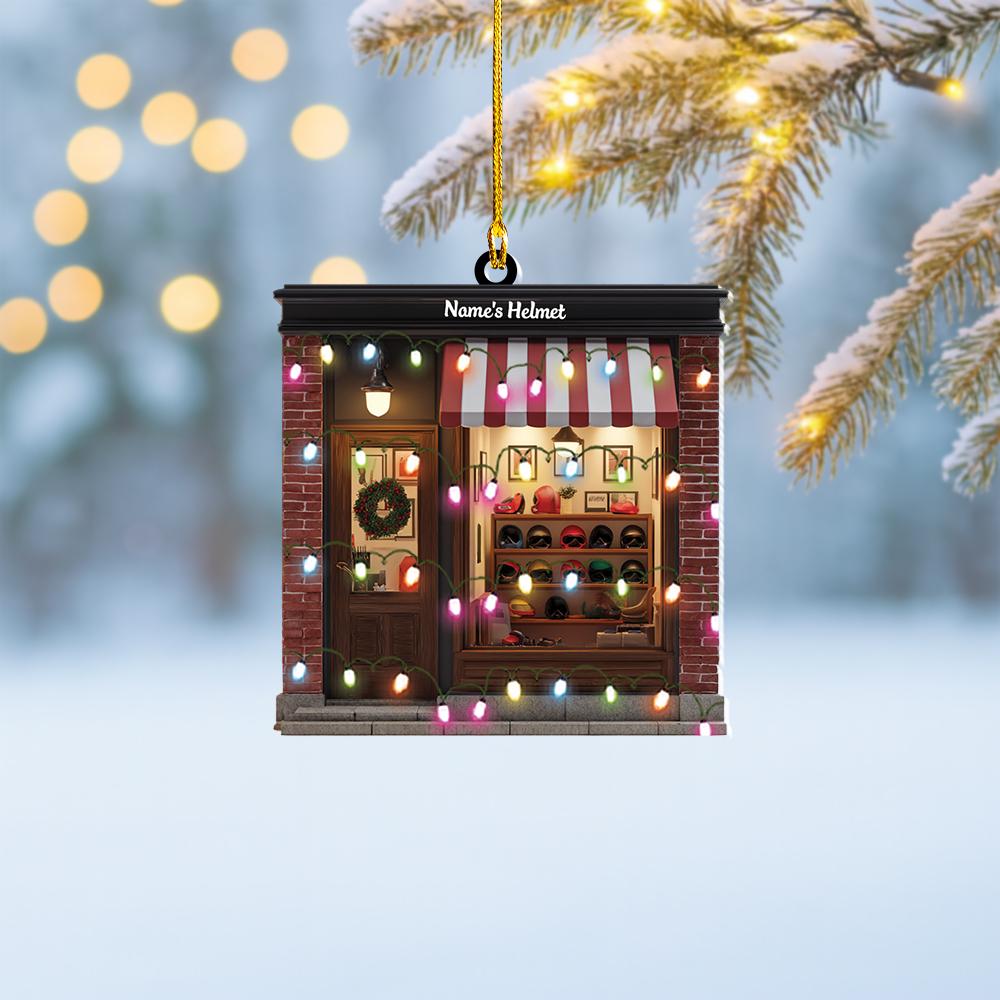 Discover Personalized Helmet Biker Shop Ornament, Motorcycle Garage Ornament Decor, Biker Gift for Men, Motorbike Lover Keepsake