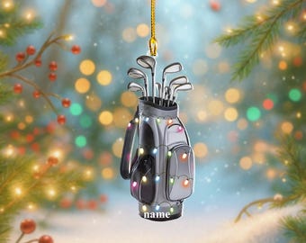Personalized Golf Bag Christmas Ornament, Golfing Christmas Ornament, Gifts for Golfers, Golf Course Ornament, Golf Club Ornament Thdso-1600