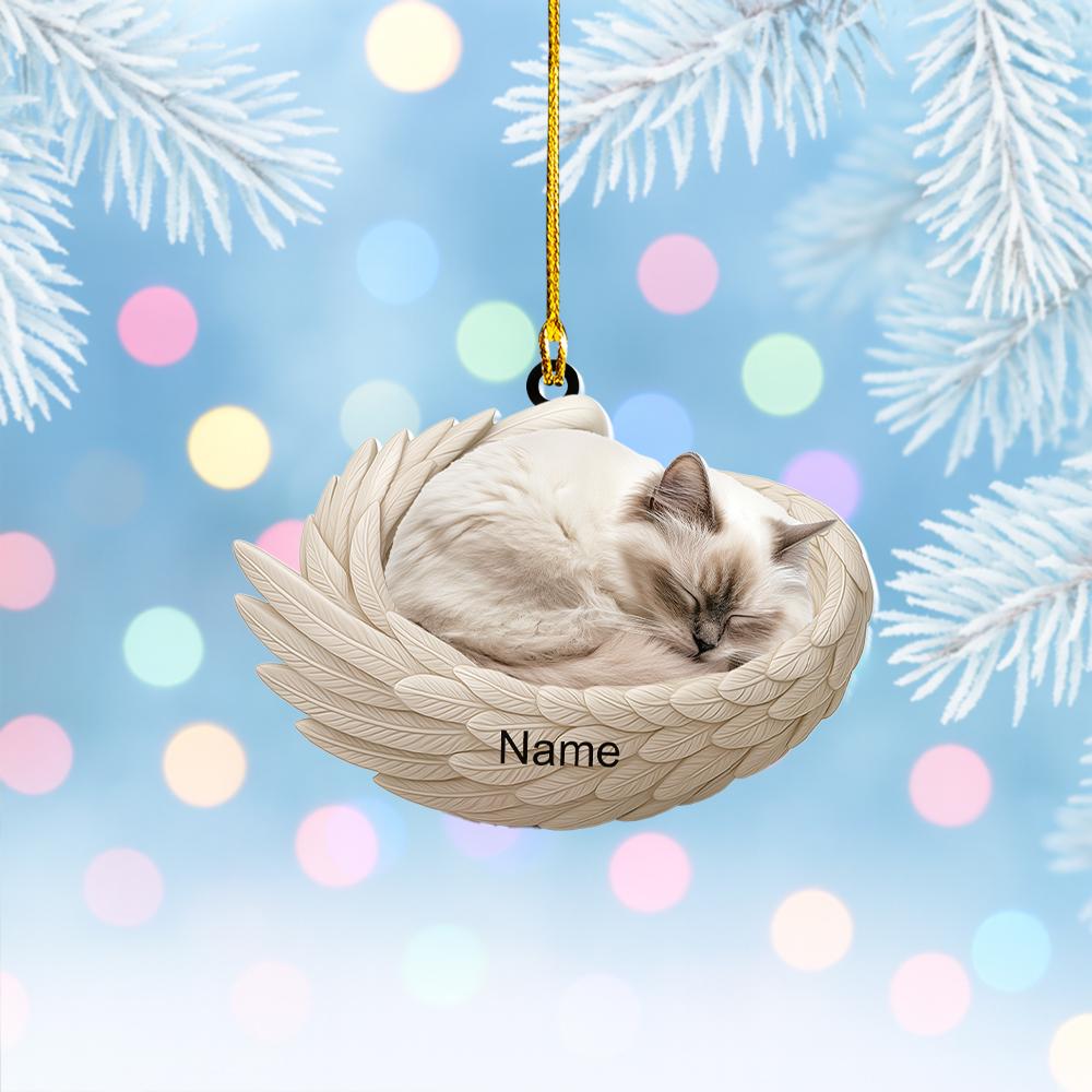 Discover Personalized Ragdoll Cat Sleeping Angel Wings Ornament, Ragdoll Cat Christmas Ornament Decor, Cat Flat 2D Ornament, Cat Xmas Gift