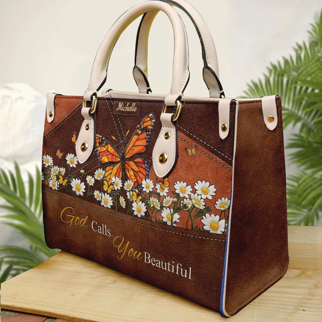 God Calls You Beautiful Monarch Butterfly Handbag- Personalized PU ...