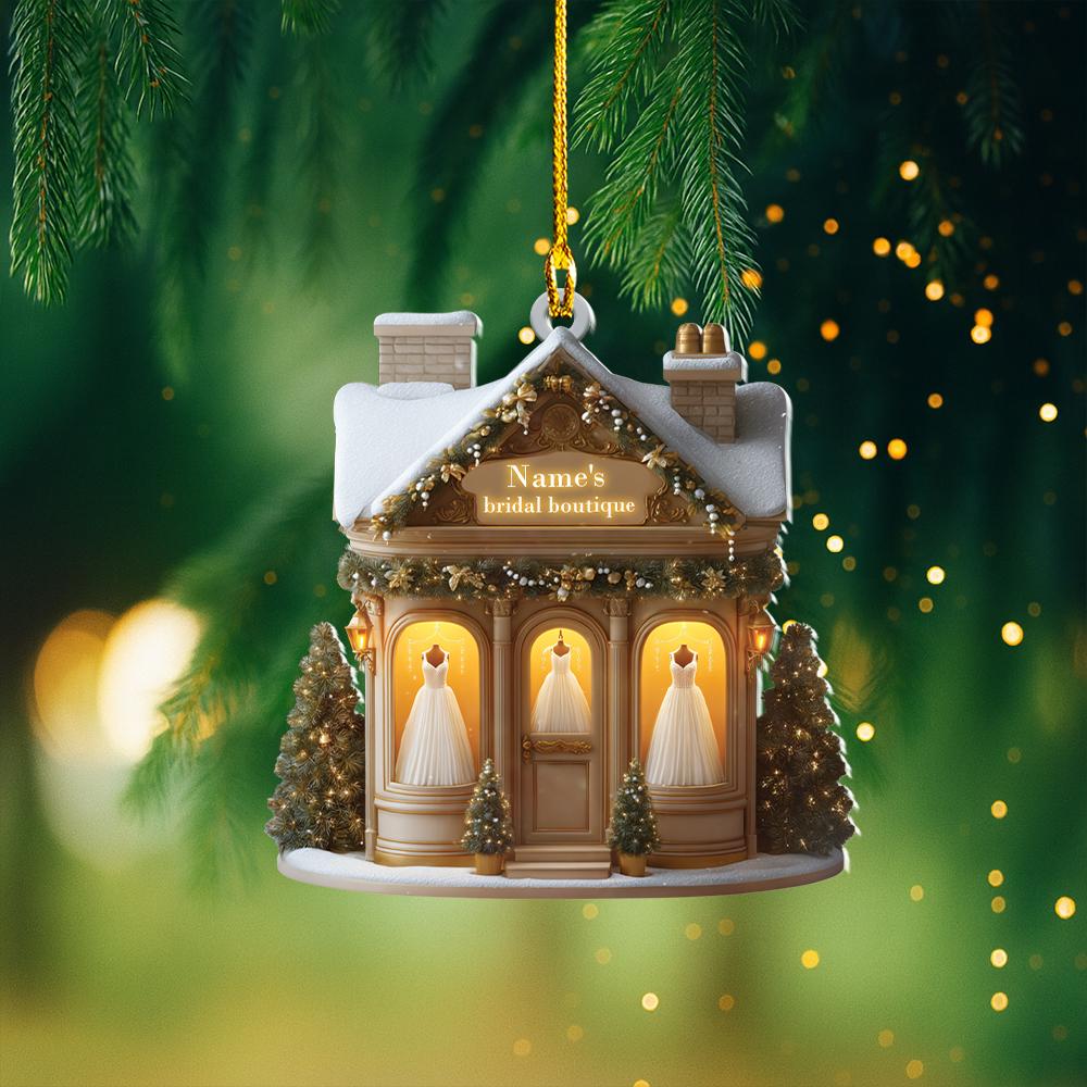 Discover Personalized Bridal Boutique Christmas Ornament, Wedding Salon Ornament, Bridal Shop Ornament Decor, Beauty Salon Ornament Decor