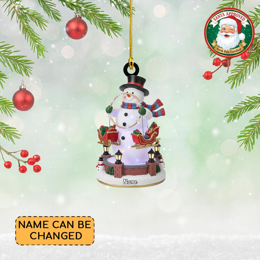 Discover Personalized Snowman Carousel Christmas Ornament, Merry-go-around Ornament, Amusement Park Ornament, Kids Playground Keepsake