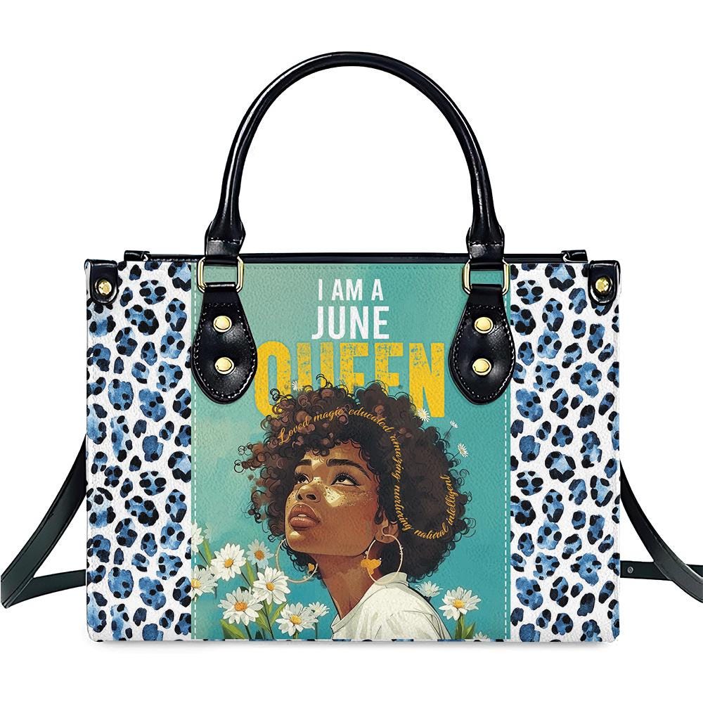 Discover Afro Art Woman Bag, Women Leather Handbag, Mother's Day Tote Bag For Black Mom, Queen African American Bag