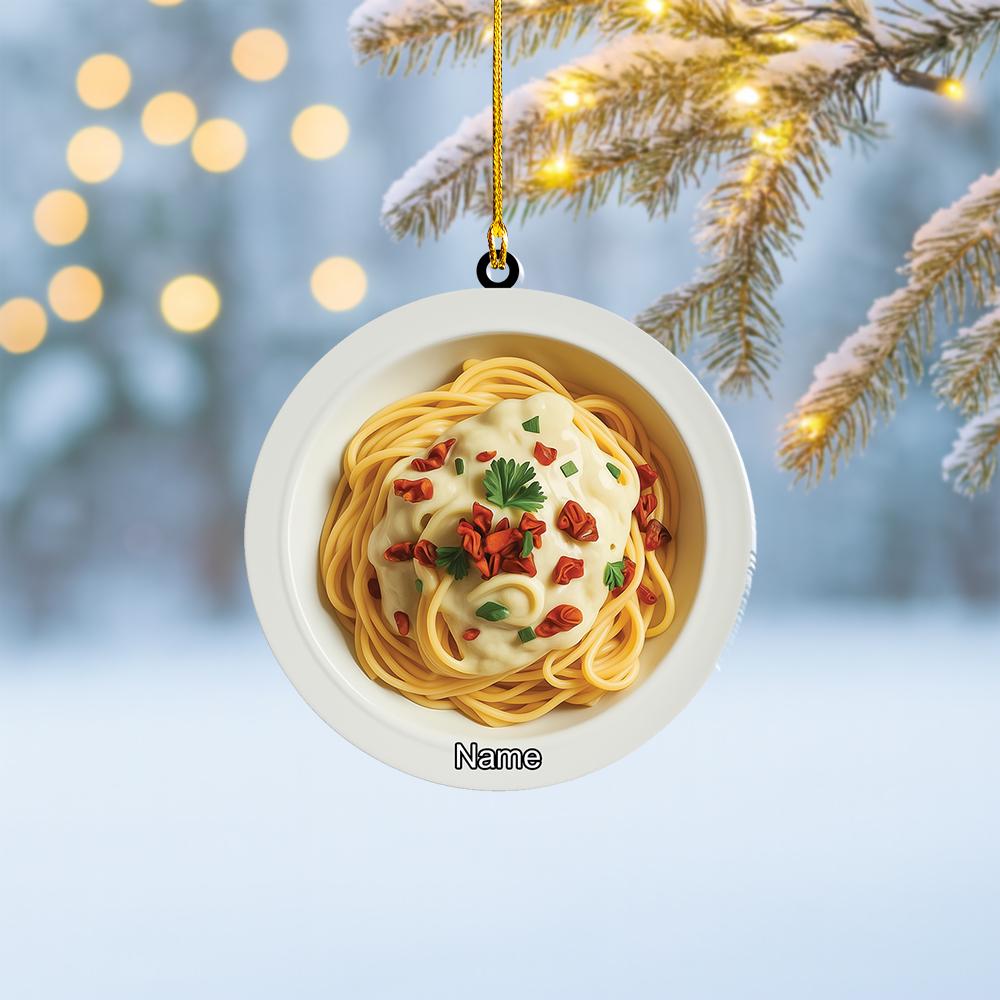 Discover Personalized Spaghetti Carbonara Christmas Ornament, Spaghetti Carbonara Flat 2D Ornament, Cooking Ornament Decor, Food Xmas Ornament Gift