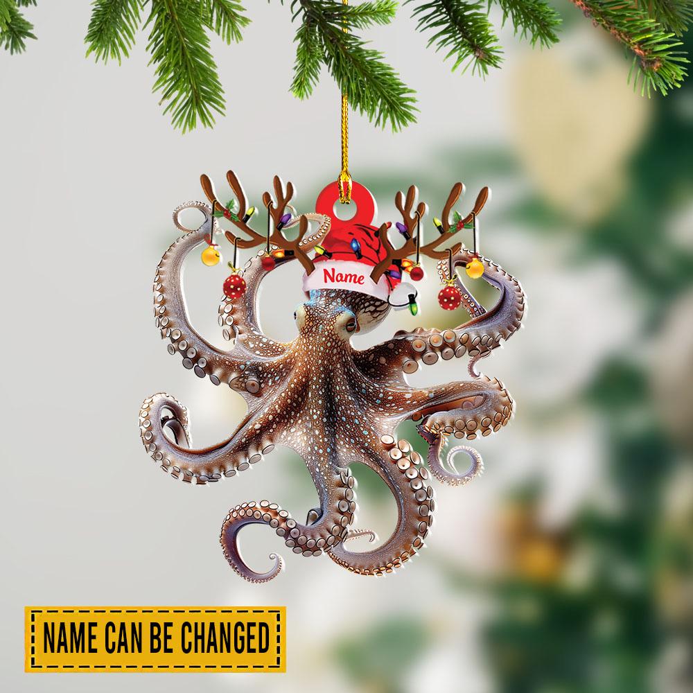 Discover Custom Octopus Christmas Ornament, Nautical Ocean Sea Animal Holiday Decor, Octopus Xmas Tree Decoration, Octopus Lovers Gift