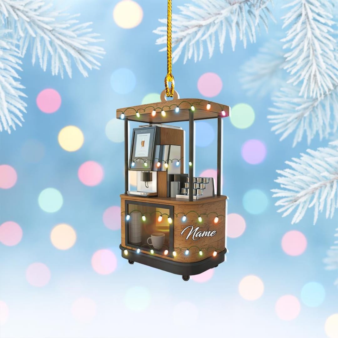 Personalized Mobile Coffee Cart Christmas Ornament, Coffee Shop Car ...
