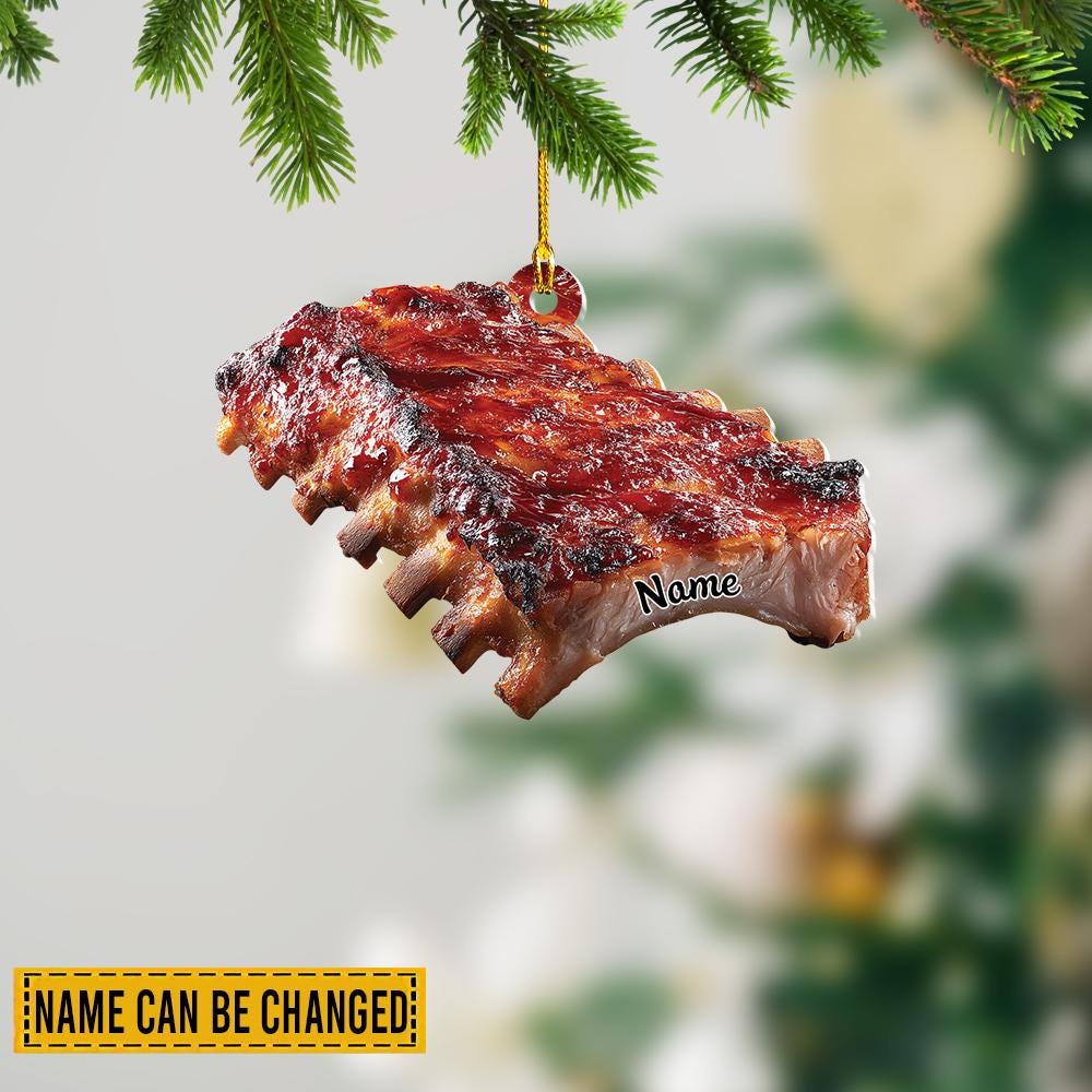 Discover Personalized Ribs Christmas Ornament, Grill Ribs Lovers Ornament, Restaurant Flat 2D Ornament, Cooking Ornament, Kitchen Ornament Decor