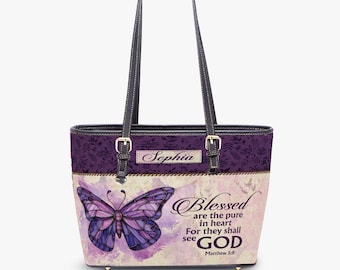 Custom Name Christian Leather Tote Bag Religious Gift for Women, Jesus Lovers. Mother's Day Gift ID-0416-YHPI