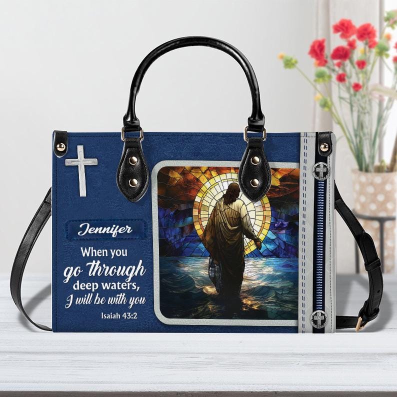 Discover Custom Name Jesus Womens Leather Handbag, Christian Bags For Women, Religious Gifts, Handbag Gift For Jesus Lovers