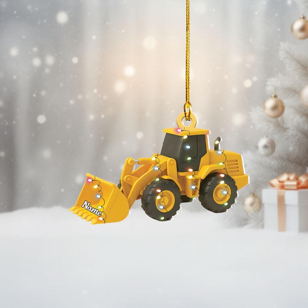 Discover Personalized Wheel Loader Christmas Ornament, Wheel Loader Vehicles Equipment Ornament, Backhoe Loader Vehicles, Trucker Gift