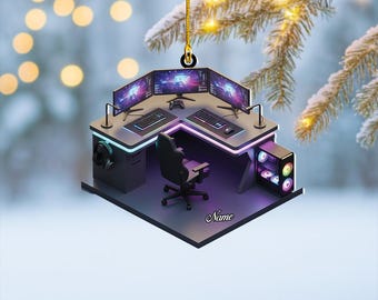 Personalized Gaming Room Christmas Ornament, Gaming Studio Christmas Ornament, Gamer Ornament Gift, Video Game Ornament Gift Thdso-1400