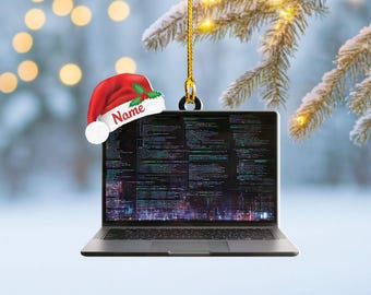 Custom Laptop Coding IT Ornament, Coder Christmas Ornament Gift, Holiday Keepsake for Programmers & Tech Experts Umds-422