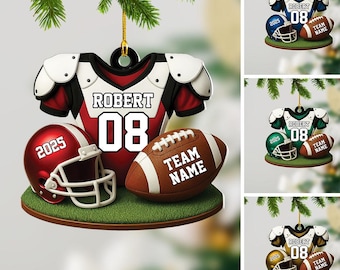 American Football Christmas Ornament, Custom Football Player Uniform Acrylic Ornament, Christmas Gift For Football Lover ID-0806-BBS8