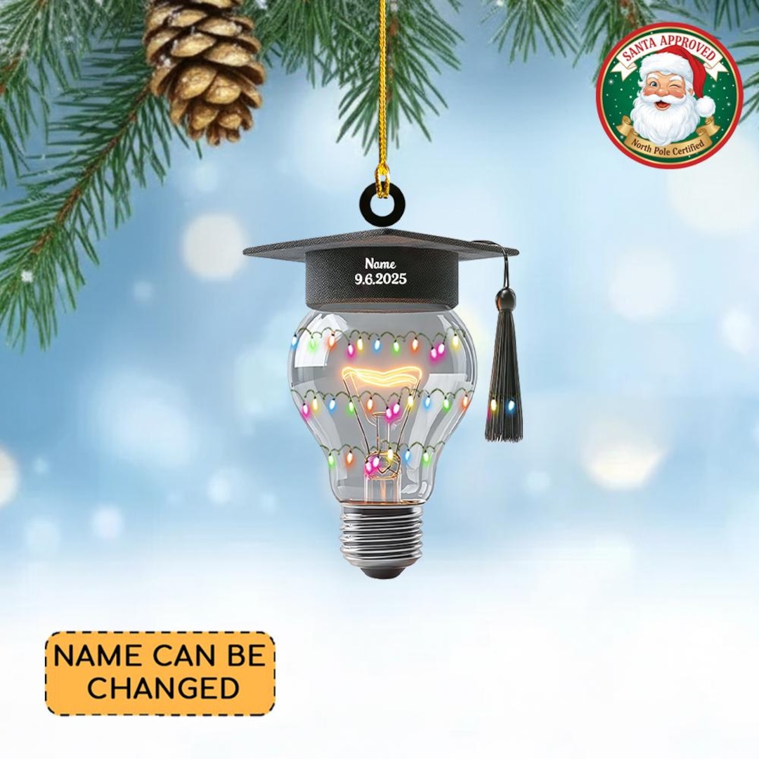 Graduation Bulbe Personalized Bulb Wearing Graduation Christmas Ornament, Light Bulb ...