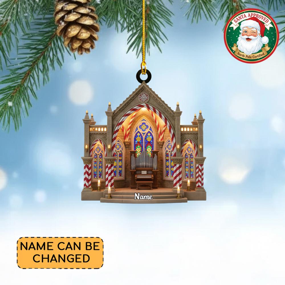 Discover Personalized Cathedral Church Christmas Ornament, Religious Holiday Keepsake, Cathedral Organ Ornament Gift, Church Xmas Decor