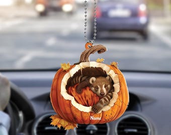 Personalized Bear Pumpkin Halloween Ornament, Bear Ornament Gift, Bear Flat Halloween Ornament, Bear Car Ornament ID-0806-XCRF