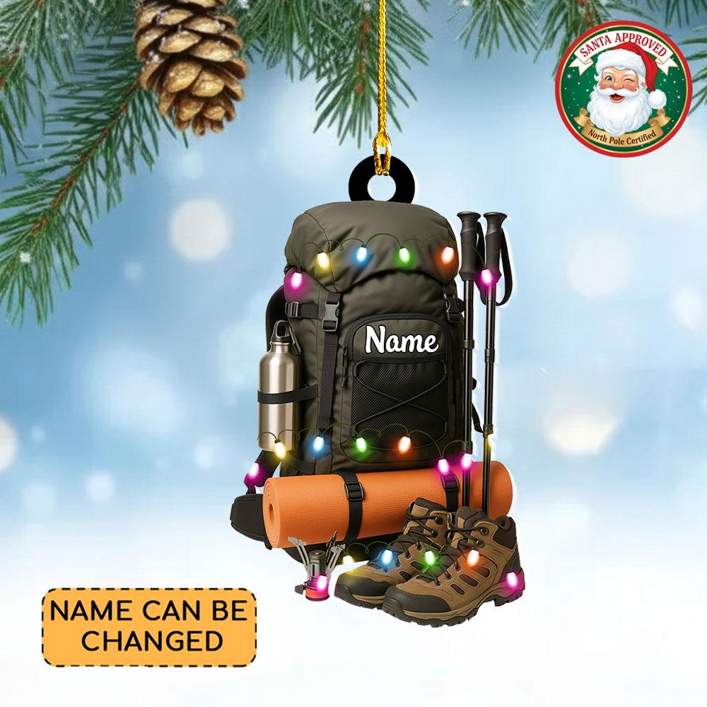 Discover Personalized Hiking Backpack Christmas Ornament, Hiking Gear Ornament, Camping Ornament Gift, Camper Ornament, Adventure Gift