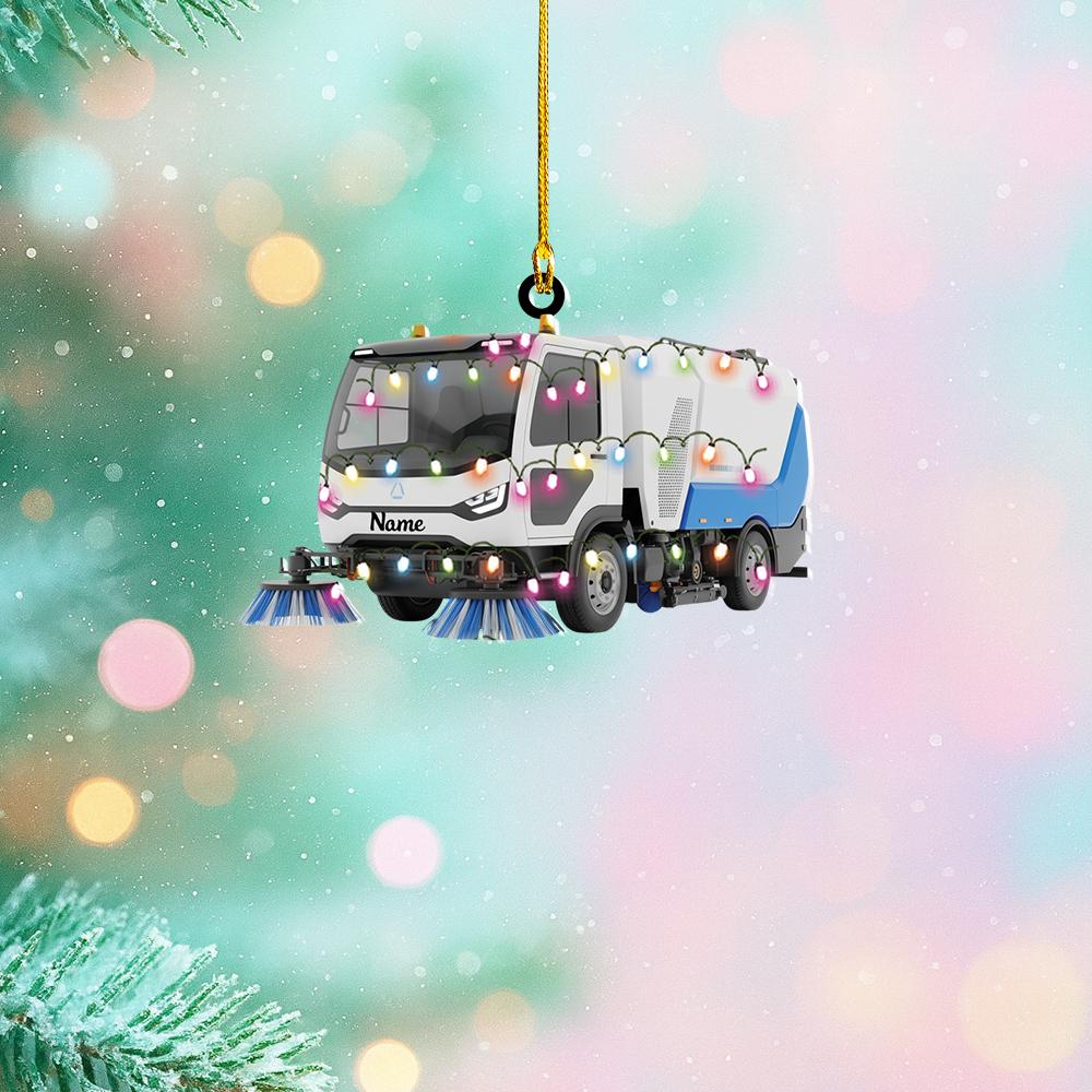 Discover Personalized Street Sweeper Truck Christmas Ornament, Sanitation Worker Ornament Gift, Truck Cleaning Workers Ornament Decor