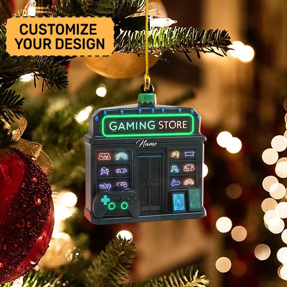 Discover Personalized Gaming Store Christmas Ornament, Gamming Room Ornament Decor, Gaming Studio Ornament Decor, Video Gamer Ornament Gift
