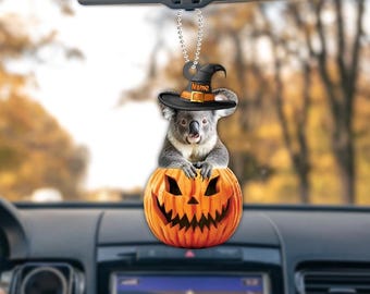 Personalized Koala Bear Pumpkin Halloween Ornament, Koala Bear Ornament Gift, Koala Flat Halloween Ornament, Koala Car Ornament ID-0805-XCOP