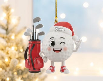 Personalized Golfing Christmas Ornament, Golf Ball Golf Bag Ornament, Golfer Ornament Gift, Golf Club Ornament Decor, Golf Course Thdso-2232
