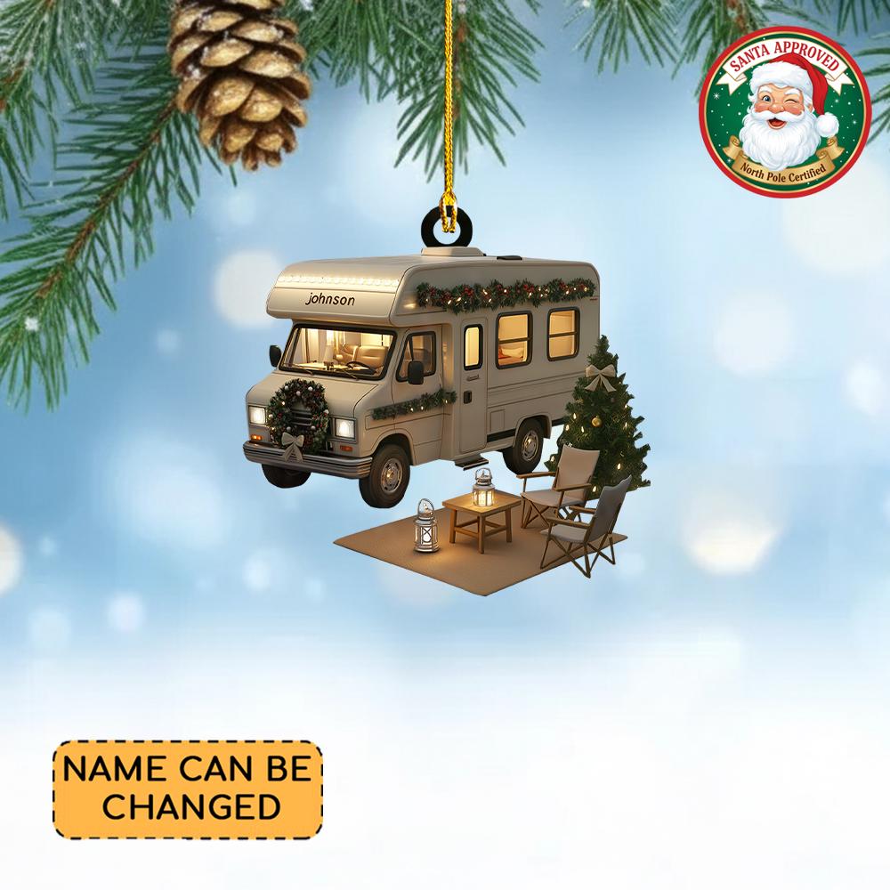 Discover Personalized Travel Trailer Camper Christmas Ornament, Camping Christmas Ornament, Campsite Flat 2D Ornament Gift, Camper Ornament Decor