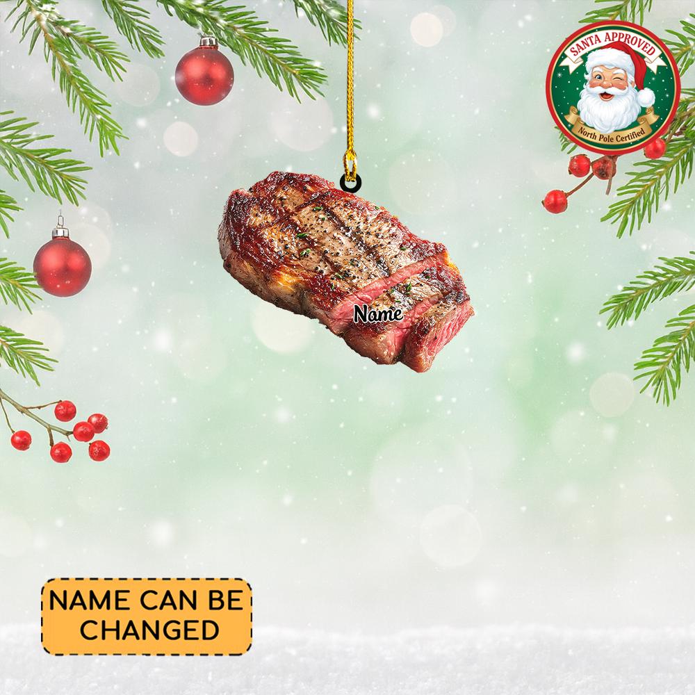 Discover Personalized Beefsteak Christmas Ornament, BBQ Grill Lover Gift, Beefsteak 2D Flat Ornament Decoration, Gift for Steak & BBQ Lovers